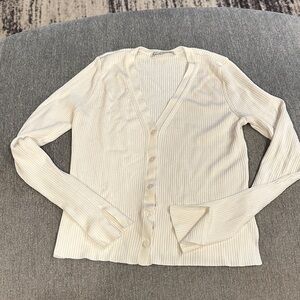 Abercrombie & Fitch Ivory Ribbed Cardigan